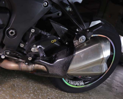 Carbon Fiber Muffler Guard Covers for Kawasaki Z1000 2014-2020 Z1000R 2017-2020、Z1000(14-16)碳纖維排氣管前段蓋組、Kawasaki Z1000(2014-2016)カーボン フロントマフラーカバー