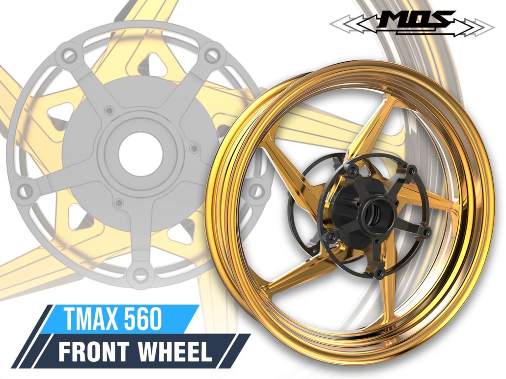 MOS New Forged Aluminum Alloy Rims Wheels for Yamaha TMAX 530 2017 2018 2019 TMAX 560 2020 2021 5 Spokes Design MOS
